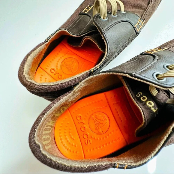 Crocs Casual Lace Up Canvas Boat Slip On Shoes - Picture 6 of 7